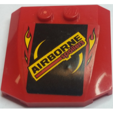 red wedge 4 x 4 x 2 3 triple curved with airborne spoilers and yellow flames pattern sticker - set 60027