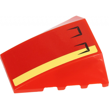 red wedge 4 x 4 triple curved no studs with bright light yellow stripe black vents pattern sticker - set 60271