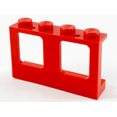 red window 1 x 4 x 2 plane single top hole and double bottom holes for glass