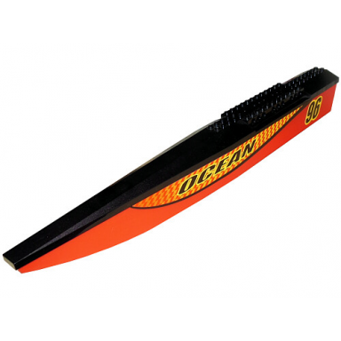 red boat hull unitary 48 x 6 x 5 catamaran half with black top with ocean and 96 pattern model left side stickers - set 7244