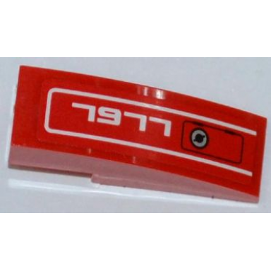 red slope curved 3 x 1 with panel and 7977 pattern model right side sticker - set 7977