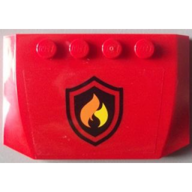 red wedge 4 x 6 x 2 3 triple curved with black and yellow fire logo badge on transparent background pattern sticker - set 60002