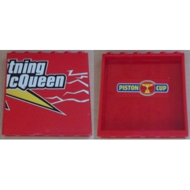 red panel 1 x 6 x 5 with tning mcqueen outside and piston cup inside pattern stickers - set 8486