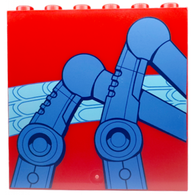 red panel 1 x 6 x 5 with blue mechanical spider legs and medium azure web pattern side a