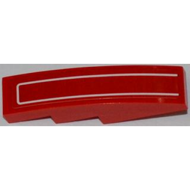 red slope curved 4 x 1 with white pinstripe upside down pattern sticker - set 8079
