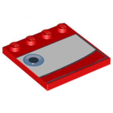 red tile modified 4 x 4 with studs on edge with eye on white background pattern model right side