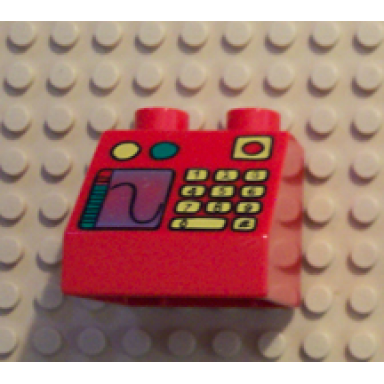 red duplo brick 2 x 2 x 1 1 2 slope 45 with keypad and display pattern