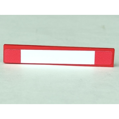 red tile 1 x 6 with white wide stripe pattern sticker - set 8156