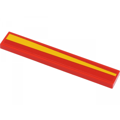 red tile 1 x 6 with yellow stripe pattern model left side sticker - set 40450