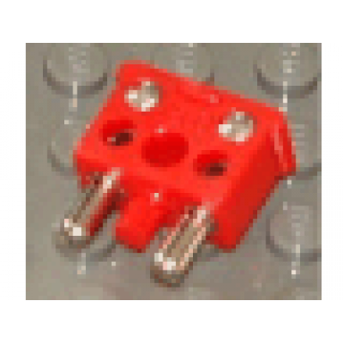 red electric connector 2-way male squared narrow long with center post