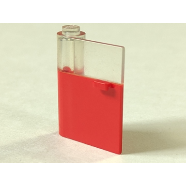 red door 1 x 3 x 3 left with horizontal handle with molded trans-clear window pattern