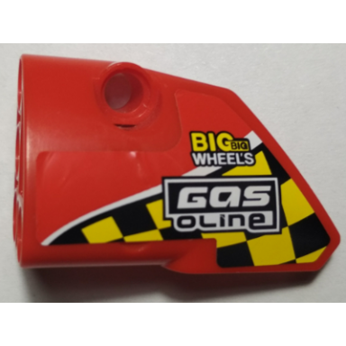 red technic panel fairing 1 small smooth short side a with black and yellow squares big big wheels gasoline pattern sticker - set 42005