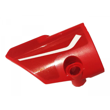 red technic panel fairing 1 small smooth short side a with white stripe pattern sticker - set 42107