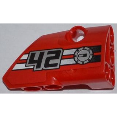 red technic panel fairing 2 small smooth short side b with 42 filler cap and 2 black to white fade stripes pattern sticker - set 42011