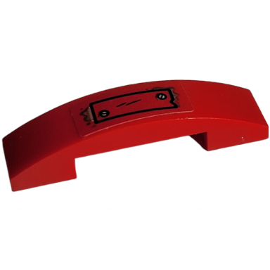 red slope curved 4 x 1 x 2 3 double with red metal plate with 2 silver screws pattern sticker - set 76054