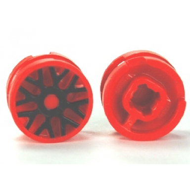 red wheel 11mm d x 6mm with 8 y spokes with black outline pattern