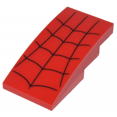 red slope curved 4 x 2 with black spider web pattern