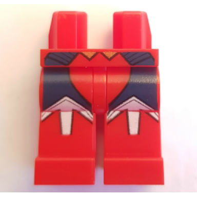 red hips and legs with dark blue and white markings pattern wonder woman