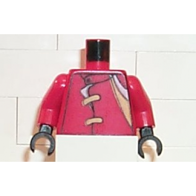 red torso racers jacket with straps orange yellow white stripes pattern red arms black hands