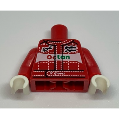 red torso octan racing suit with white stitching and n groves pattern red arms white hands