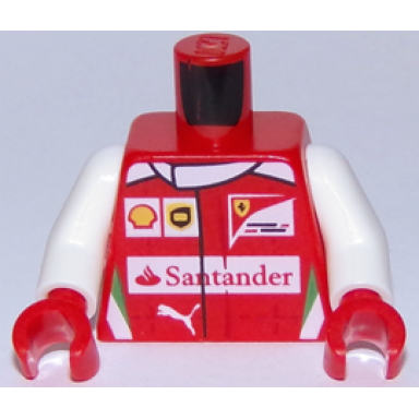 red torso speed champions with shell ups ferrari puma and red santander logo front ferrari logo back pattern white arms red hands