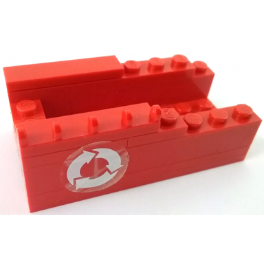 red stickered assembly 8 x 4 x 2 1 3 with white recycling arrows on transparent background pattern on both sides stickers - set 6668