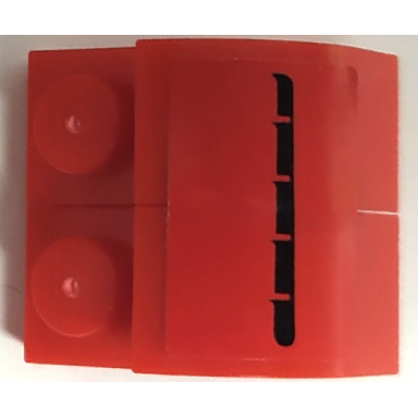 red stickered assembly 2 x 2 x 1 1 3 with black air intake vents on red background pattern model left side sticker - sets 8153 8155 - 2 slope curved 2 x 1 x 1 1 3 with recessed stud