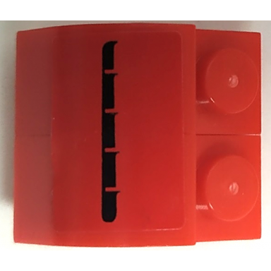red stickered assembly 2 x 2 x 1 1 3 with black air intake vents on red background pattern model right side sticker - sets 8153 8155 - 2 slope curved 2 x 1 x 1 1 3 with recessed stud