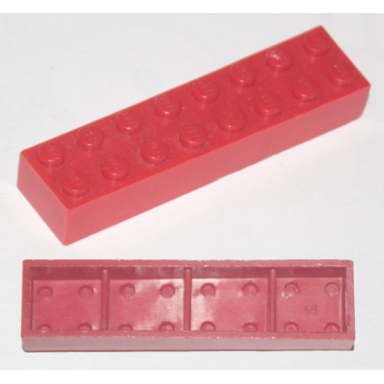 red brick 2 x 8 without bottom tubes with cross supports