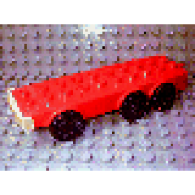 red duplo truck base with six wheels and 2 x 10 studs