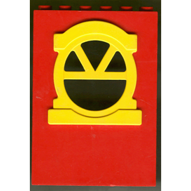 red fabuland building wall 2 x 6 x 7 with round top yellow window