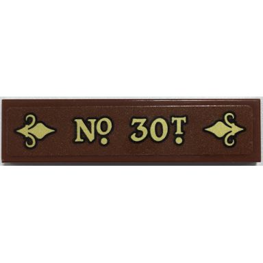 reddish brown tile 1 x 4 with gold no 30t pattern sticker - set 70430