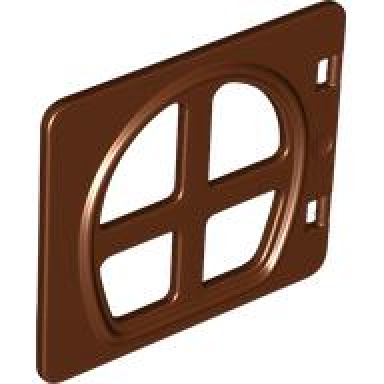 reddish brown duplo door window pane 1 x 4 x 3 with four panes rounded