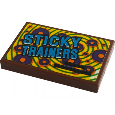 reddish brown tile 2 x 3 with sticky trainers pattern sticker - set 76422