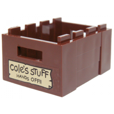 container crate 3 x 4 x 1 2 3 with handholds with coles stuff hands off!! pattern sticker - set 70751
