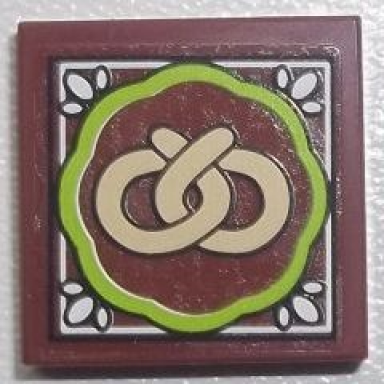 reddish brown tile 2 x 2 with pretzel pattern sticker - set 10216