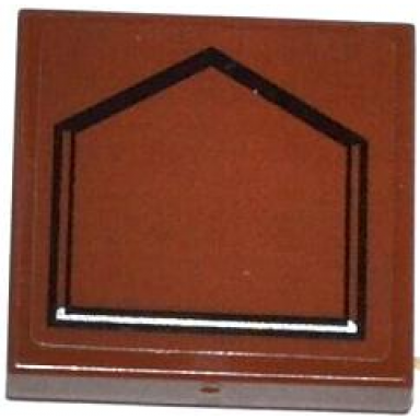 reddish brown tile 2 x 2 with black pentagon pattern sticker - set 75020