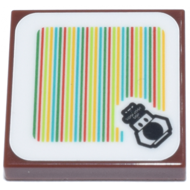 reddish brown tile 2 x 2 with super mario scanner code wiggler pattern sticker - set 71434