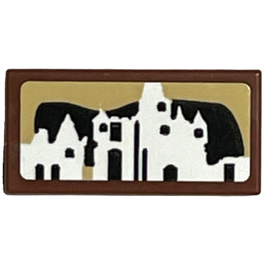 reddish brown tile 1 x 2 with white set 5378 hogwarts castle silhouette on black and tan background pattern sticker - set 76405