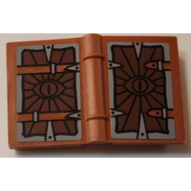 reddish brown minifigure utensil book 2 x 3 with eye of sauron pattern stickers - set 10237