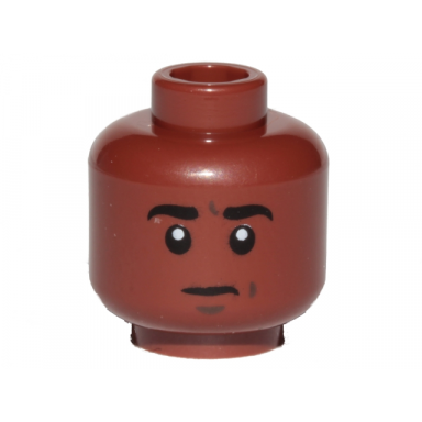reddish brown minifigure head black eyebrows white pupils neutral pattern