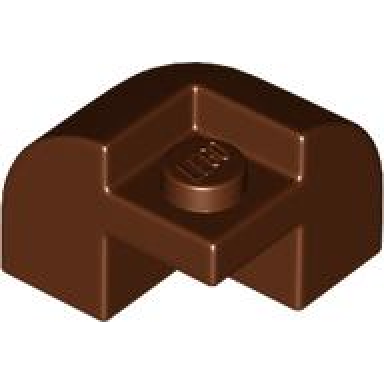 reddish brown slope curved 2 x 2 x 1 1 3 corner round with recessed stud