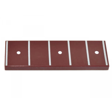 reddish brown tile 2 x 6 with guitar fretboard frets 5-9 with fret marker inlays 6 silver lines and 3 white dots pattern