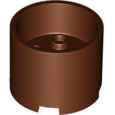 reddish brown brick round 3 x 3 x 2 with recessed center and axle hole