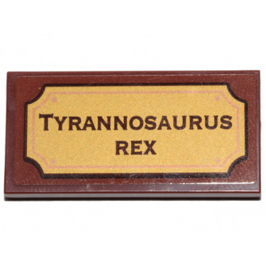 reddish brown tile 2 x 4 with tyrannosaurus rex pattern sticker - set 21320