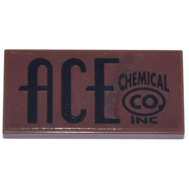reddish brown tile 2 x 4 with black ace chemical co inc pattern sticker - set 76271