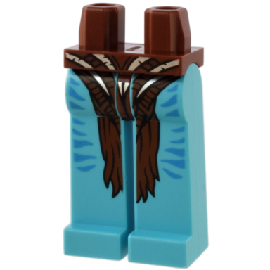 reddish brown hips and medium azure long legs completely hollow with reddish brown and silver loincloth and dark azure stripes pattern