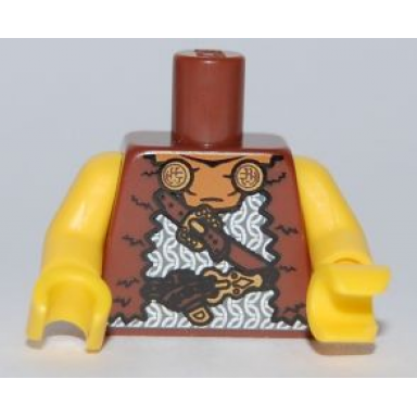 reddish brown torso viking vest with chain mail and belts pattern yellow arms yellow hands