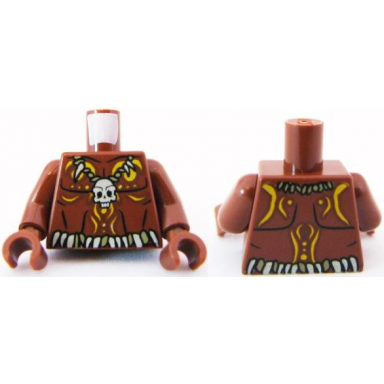 reddish brown torso potc bare chest with skull necklace and body paint pattern reddish brown arms reddish brown hands