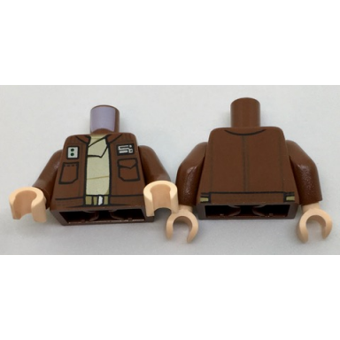reddish brown torso jacket with pockets and badges over tan shirt pattern reddish brown arms light nougat hands